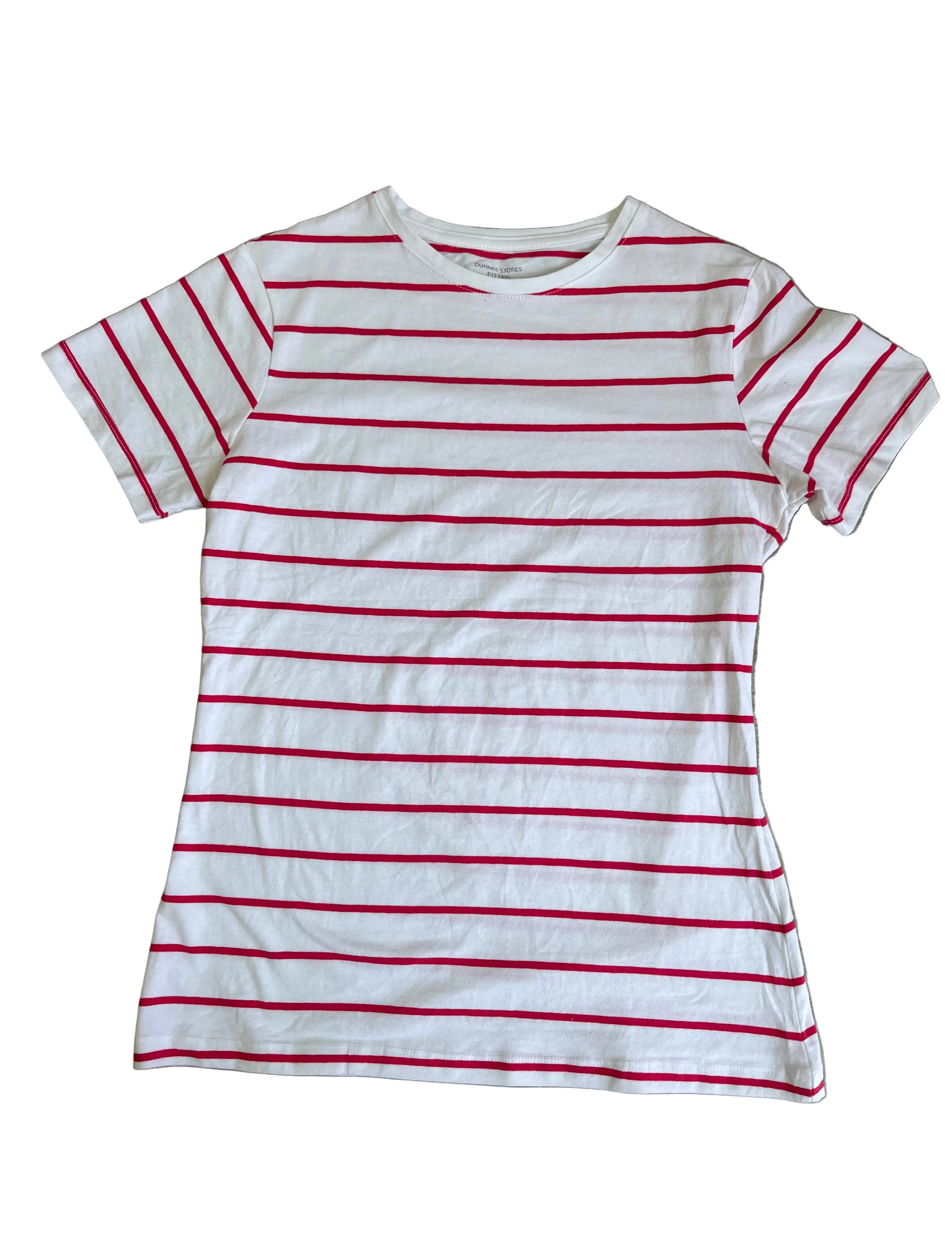 T-shirt rayé blanc et rouge fitted - Dunnes Stores