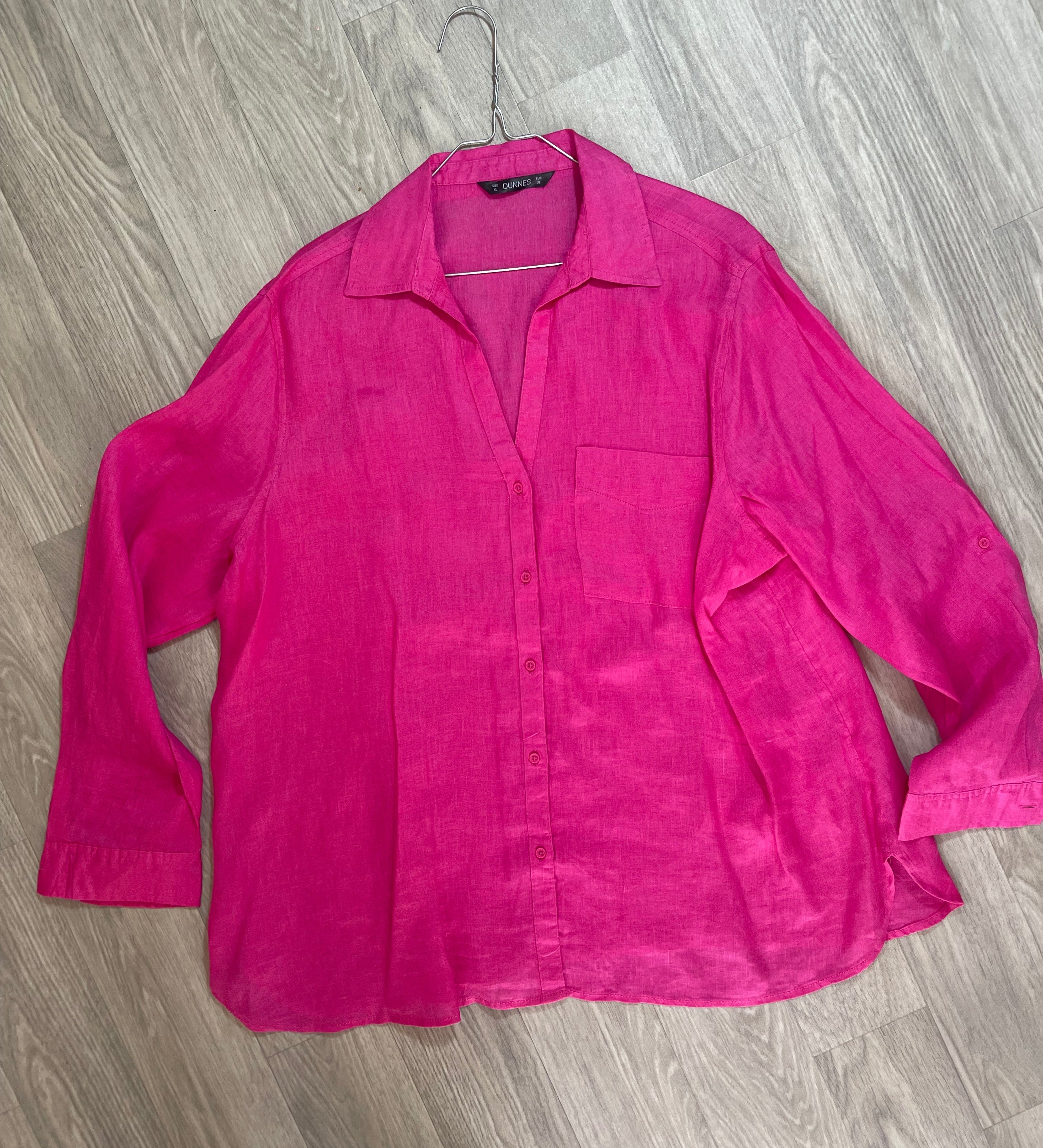 Chemise en lin rose fuchsia Dunnes