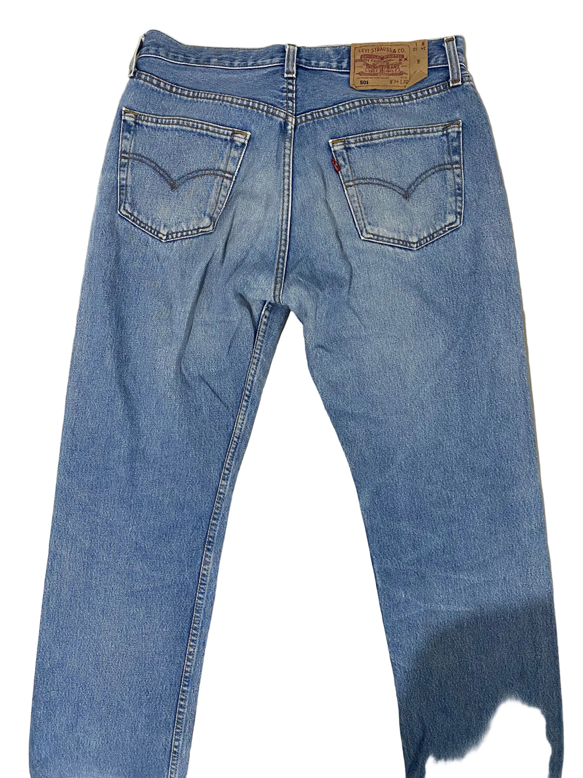 Jean Levi's 501 vintage W34 L32 – Made in Poland – Bleu délavé stonewash – Coupe droite Taille 44 FR / 50 eu