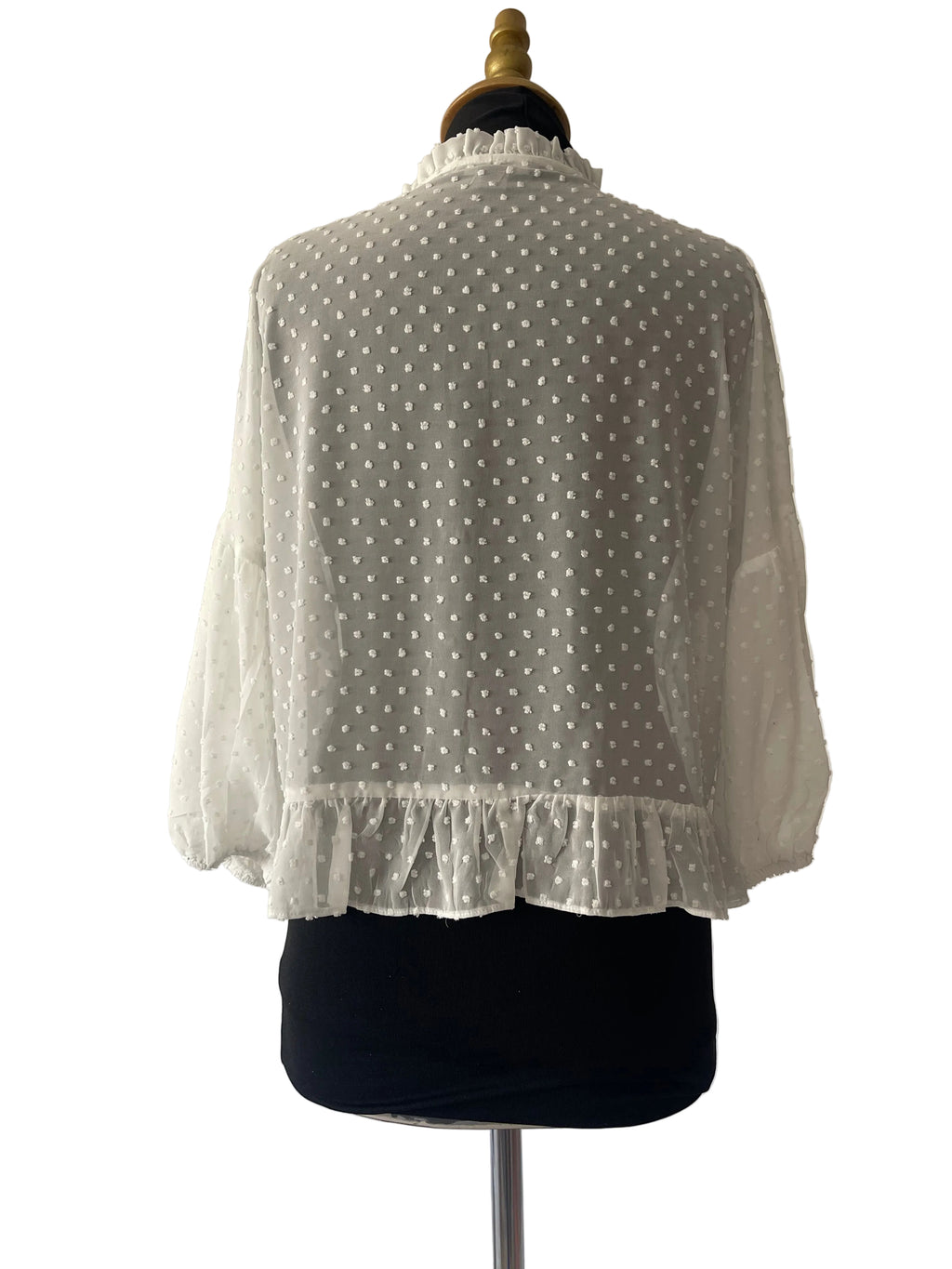 Blouse blanche en plumetis semi-transparente XL