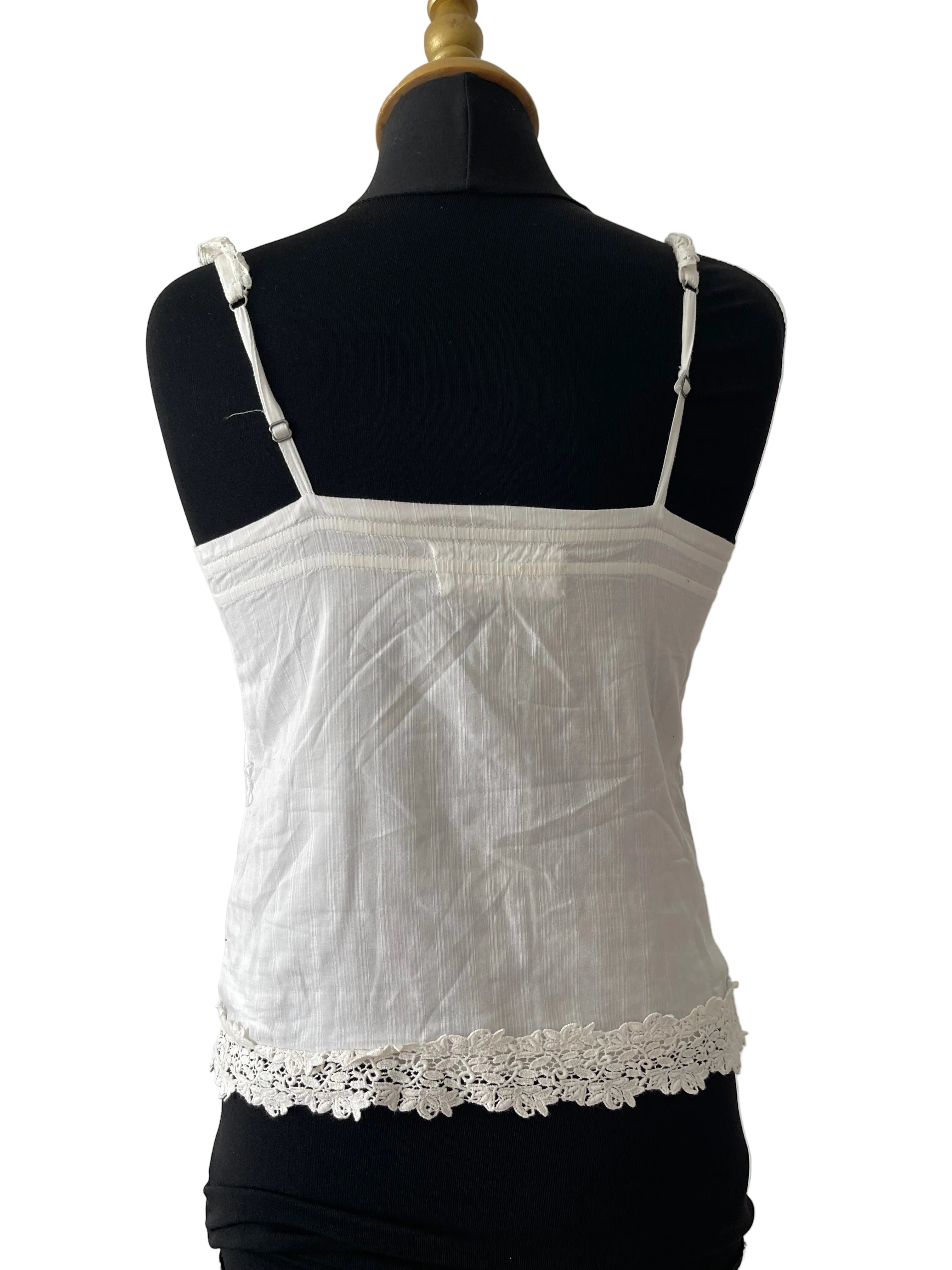 Top caraco blanc romantique en dentelle et broderie anglaise Abercrombie&fitch