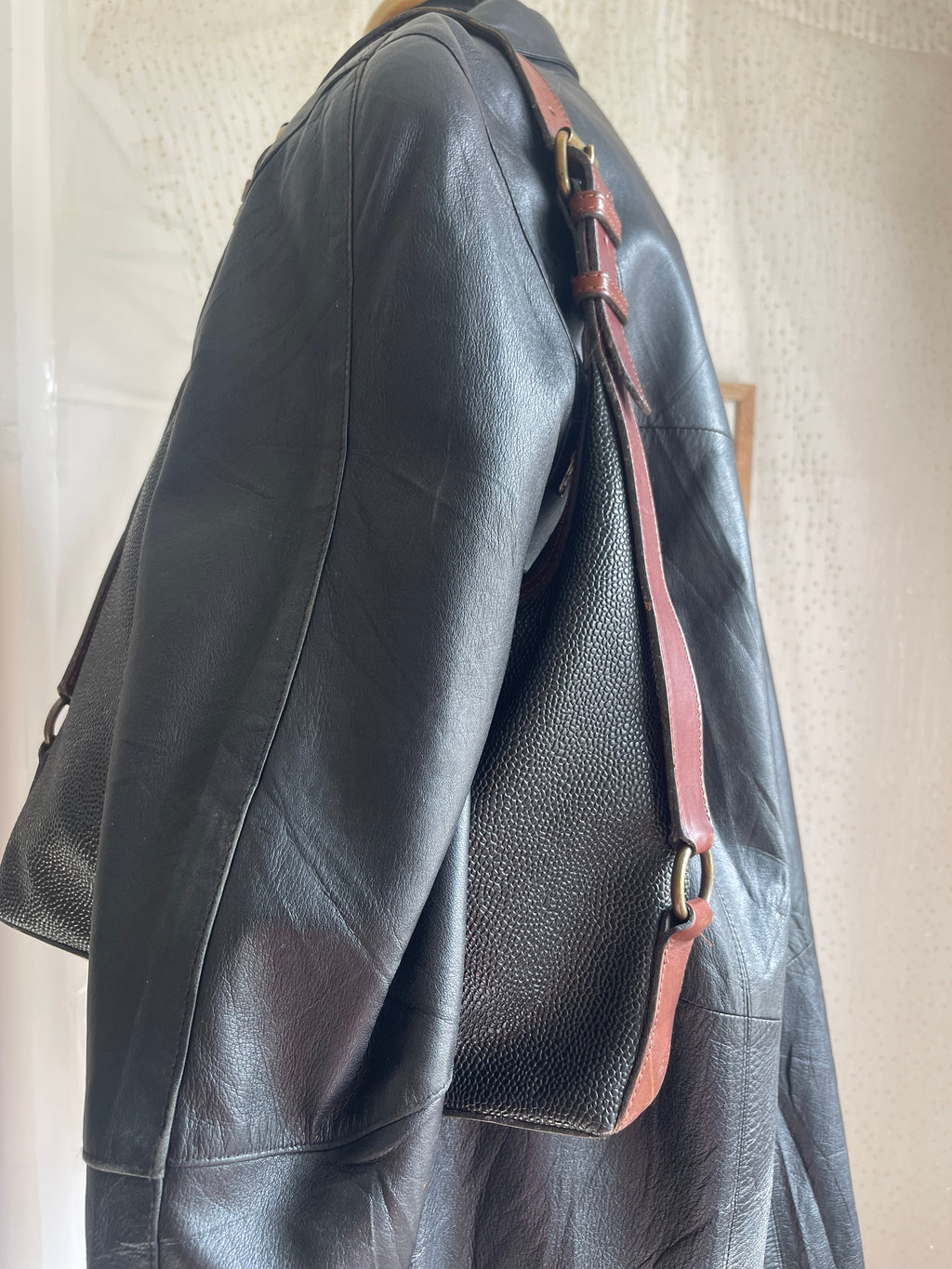 Sac hobo Mulberry vintage noir et cuir marron