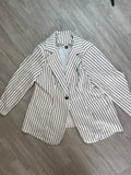 Blazer oversize rayé blanc et noir SHEIN
