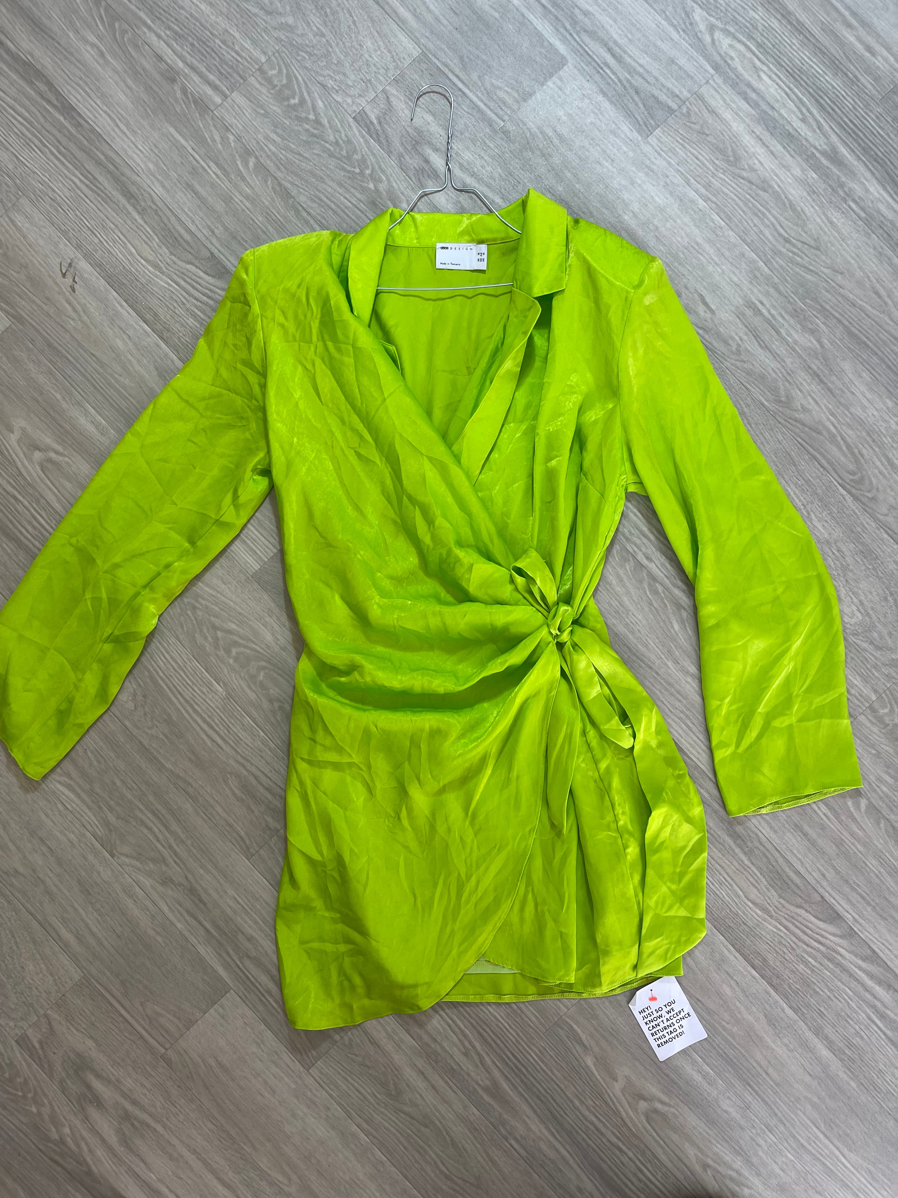 Robe cache-cœur vert fluo ASOS Design