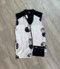 Gilet bicolore noir et blanc à imprimé taches