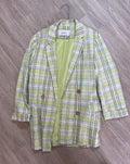 Blazer long à carreaux vert clair Stradivarius