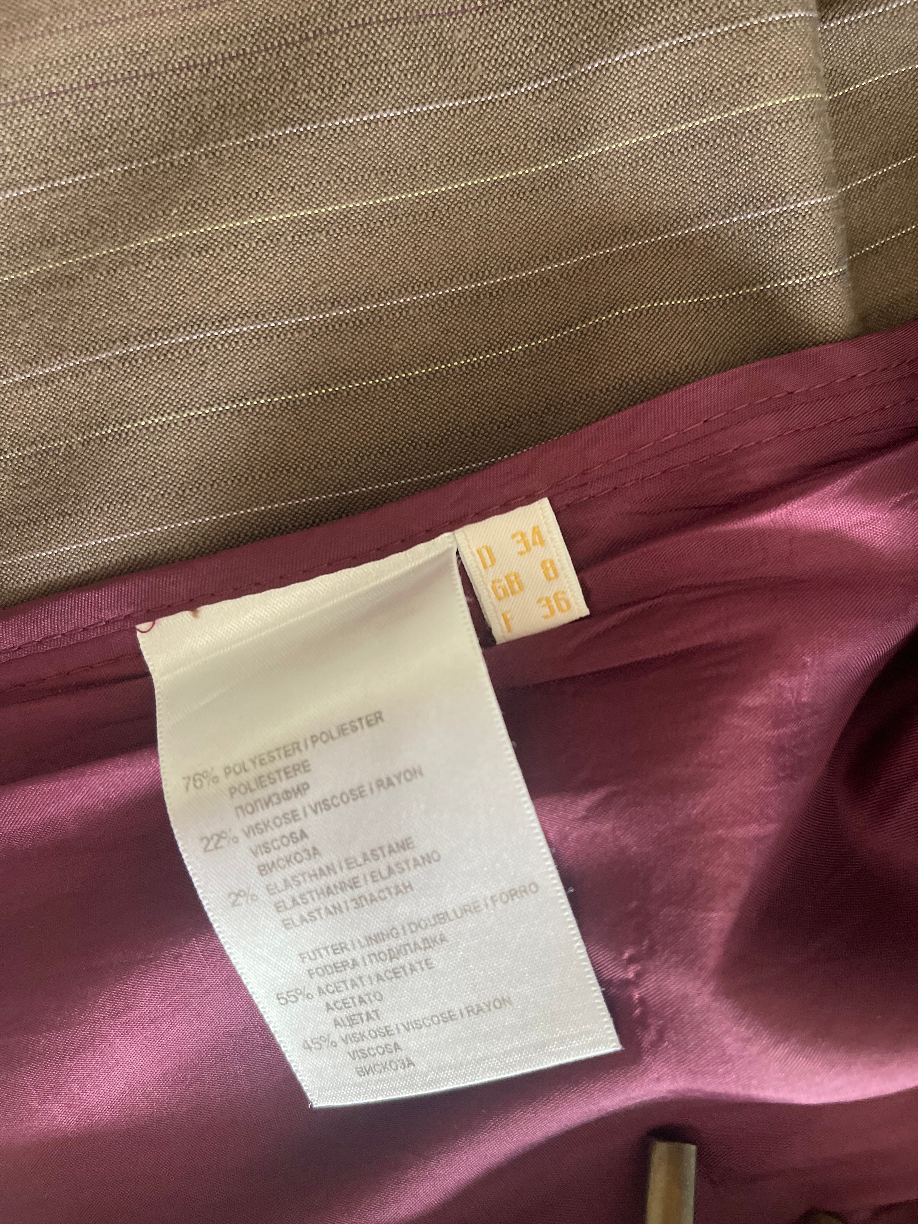 Blazer Femme Élégant Marron à Rayures avec Fermeture Éclair Unique
