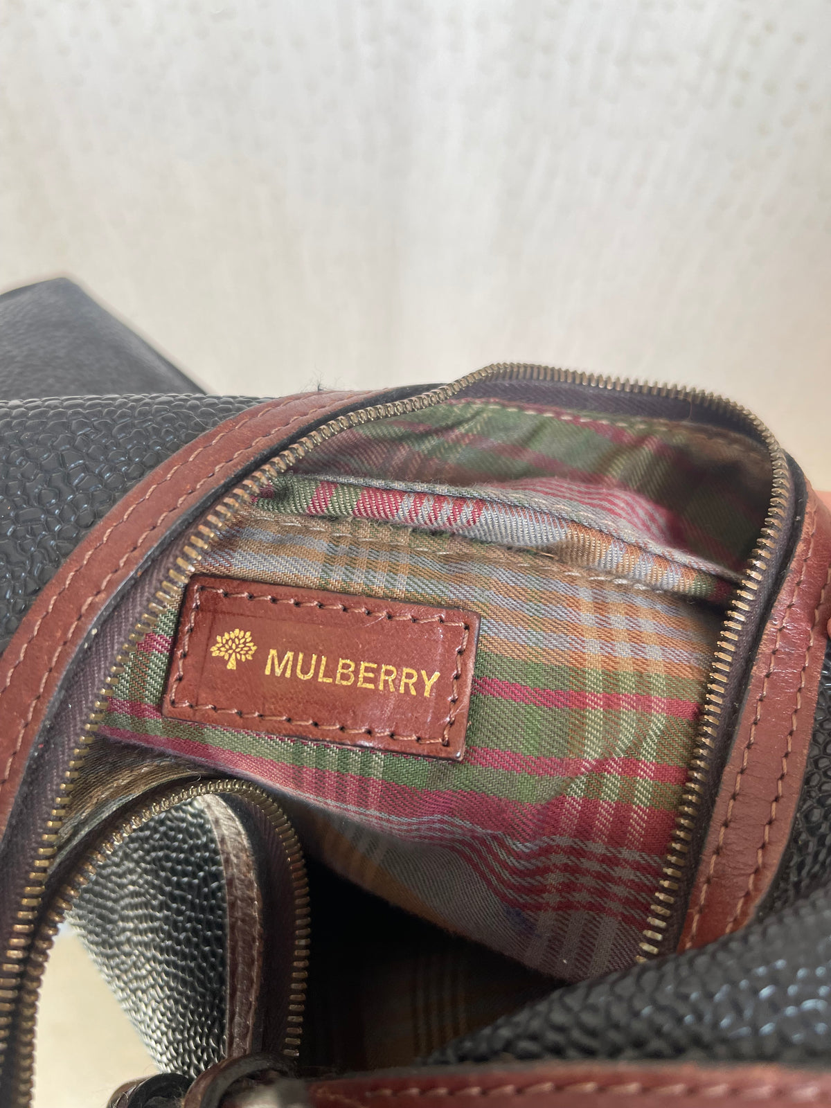 Sac hobo Mulberry vintage noir et cuir marron