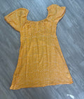 Robe jaune moutarde à pois blancs