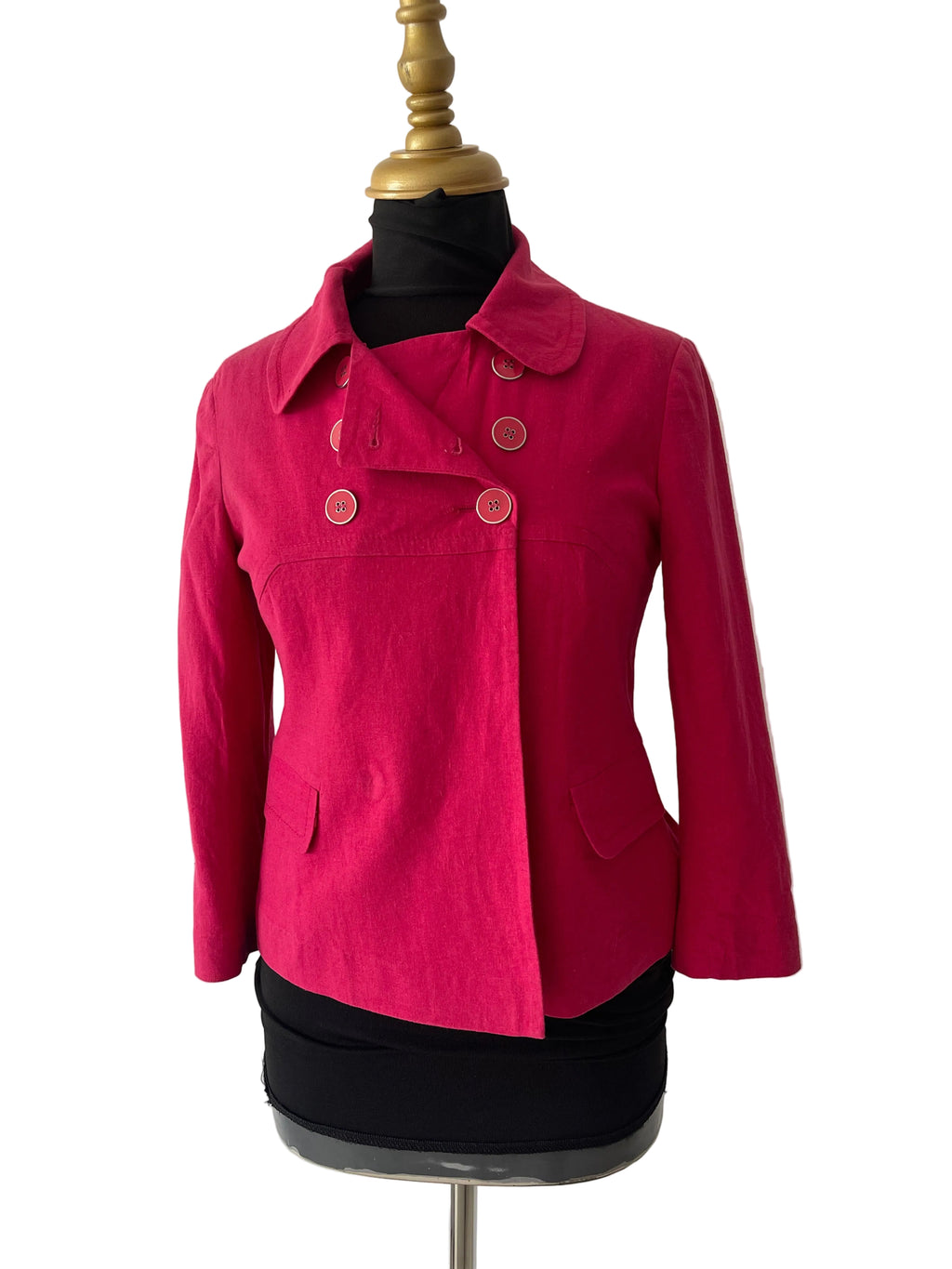 Veste Courte Fuchsia Style Caban / Blazer Croisé