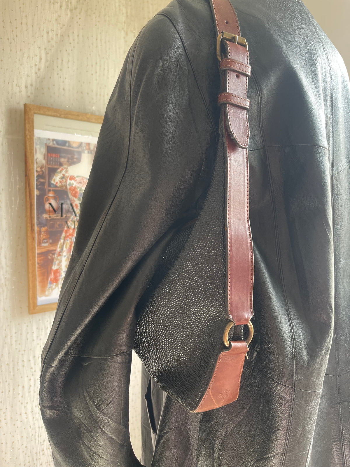 Sac hobo Mulberry vintage noir et cuir marron