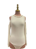 Body Blanc Col Perles Épaules Nues