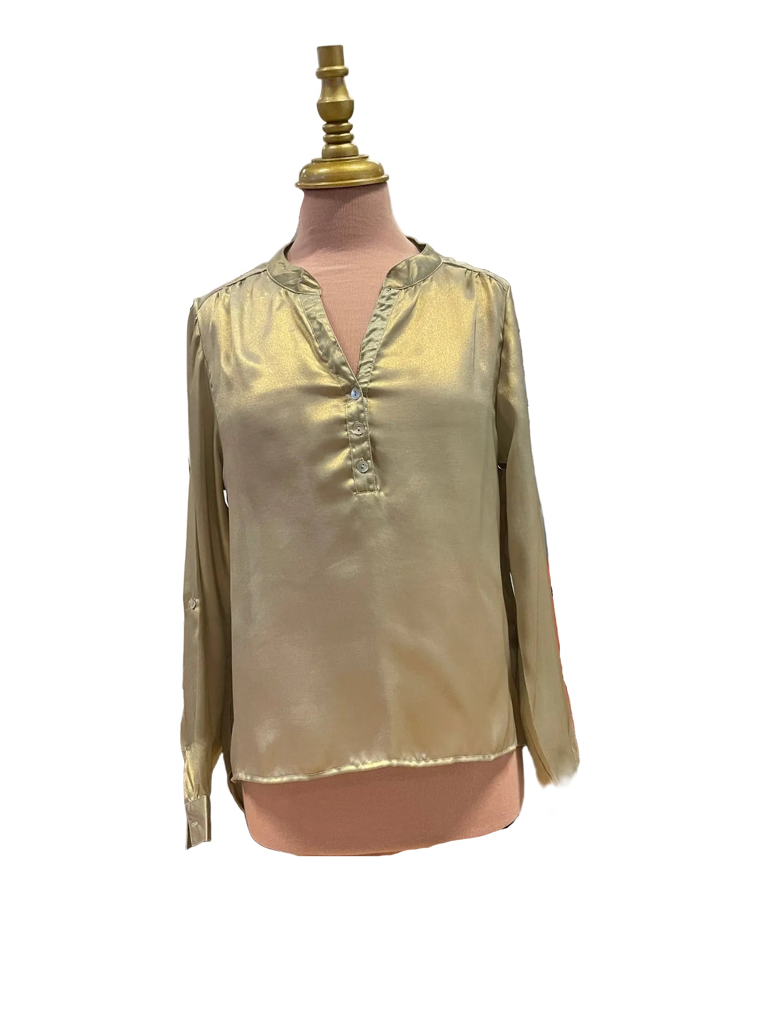Blouse Dorée Satinée Col V