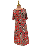 Robe Rouge Florale Manches Papillon