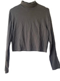 Top taupe col roulé crop