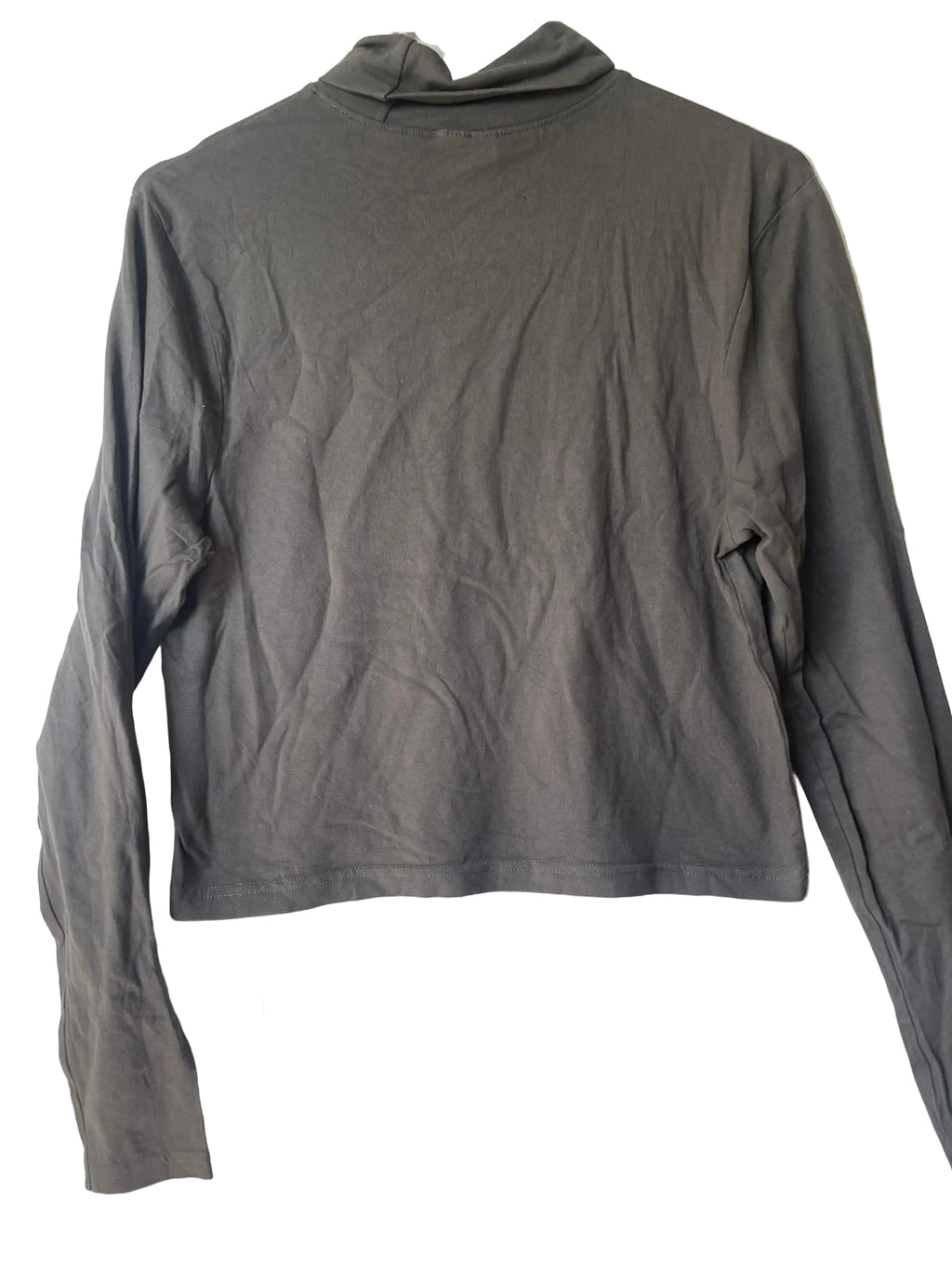 Top taupe col roulé crop