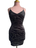 Mini Robe Noire Velours Zèbre Strass