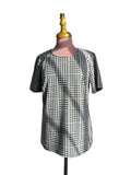 Top Gingham Noir Blanc Manches Courtes