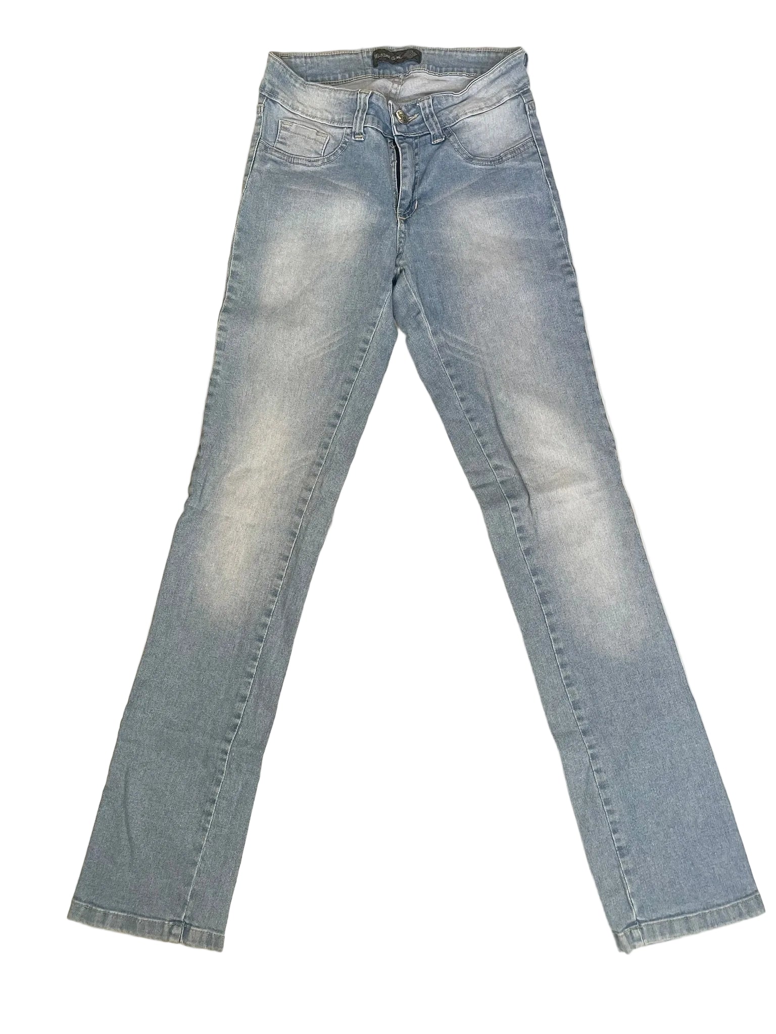 Jean slim bleu clair délavé taille basse femme