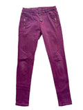 Jean slim violet aubergine zips et boutonnage femme