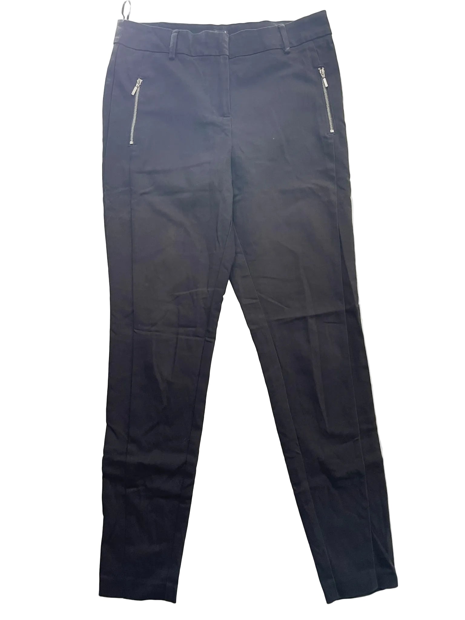 Pantalon élégant noir zips argentés femme