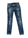 Jean slim déchiré 3 boutons One Love Premium femme