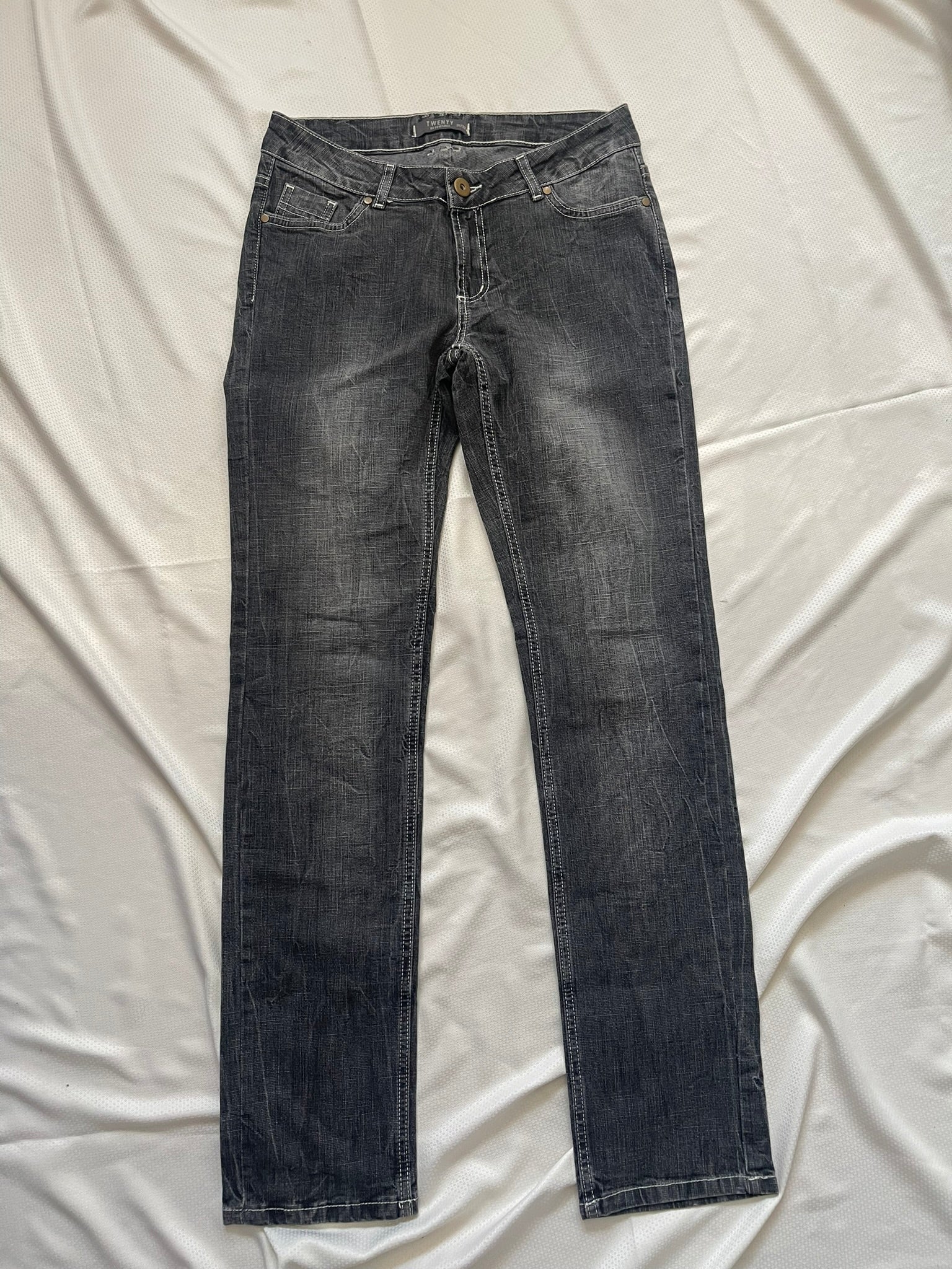 Jean droit gris délavé taille basse Twenty femme