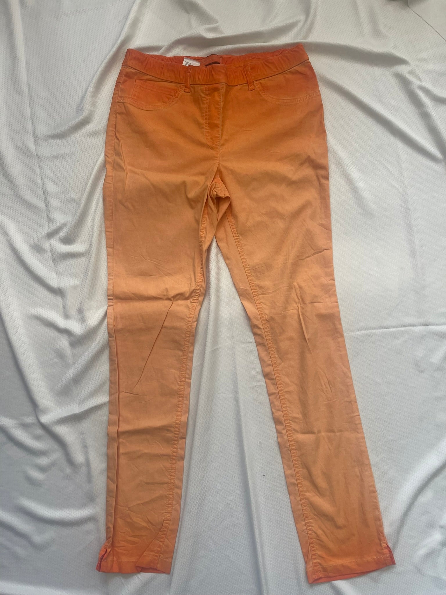 Jean slim saumoné orange taille élastique femme