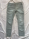 Jean slim vert menthe sauge 3 boutons femme
