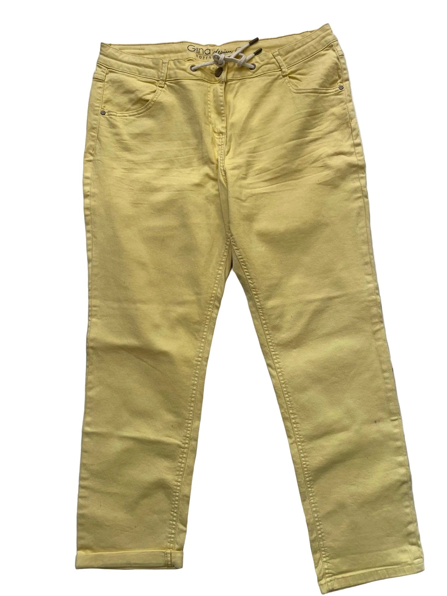 Pantacourt jaune citron boyfriend Gina Denim femme