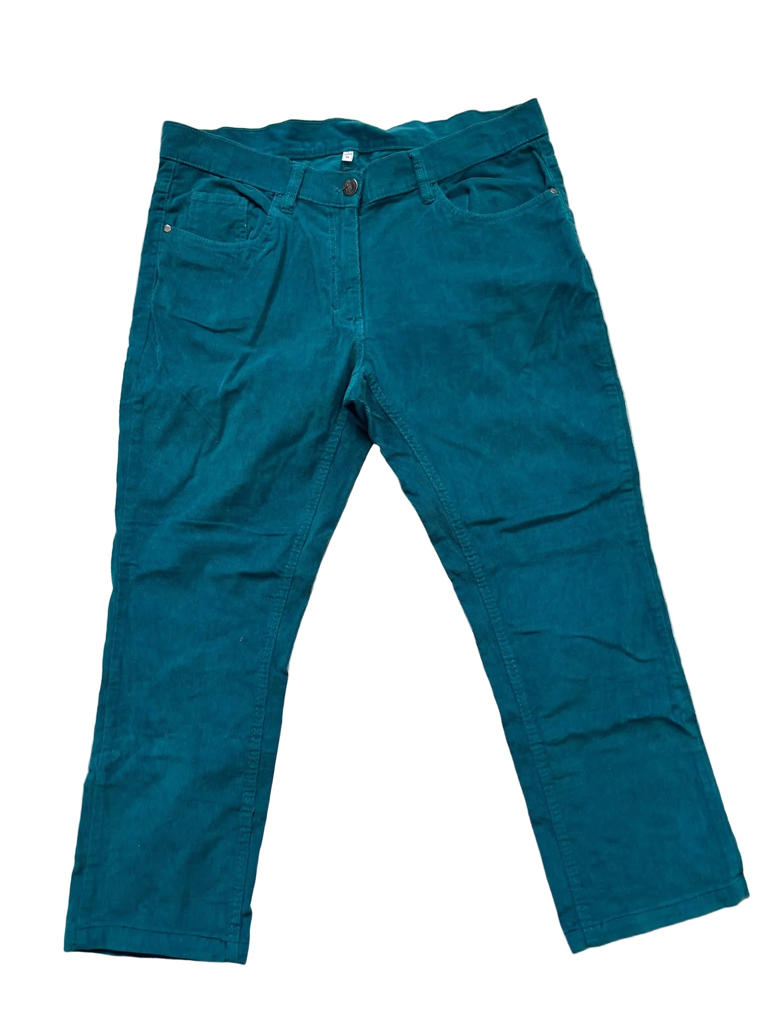 Pantacourt velours côtelé bleu pétrole femme