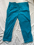 Pantalon large turquoise coton lien bas de jambe femme