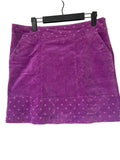 Jupe courte velours violet à pois femme