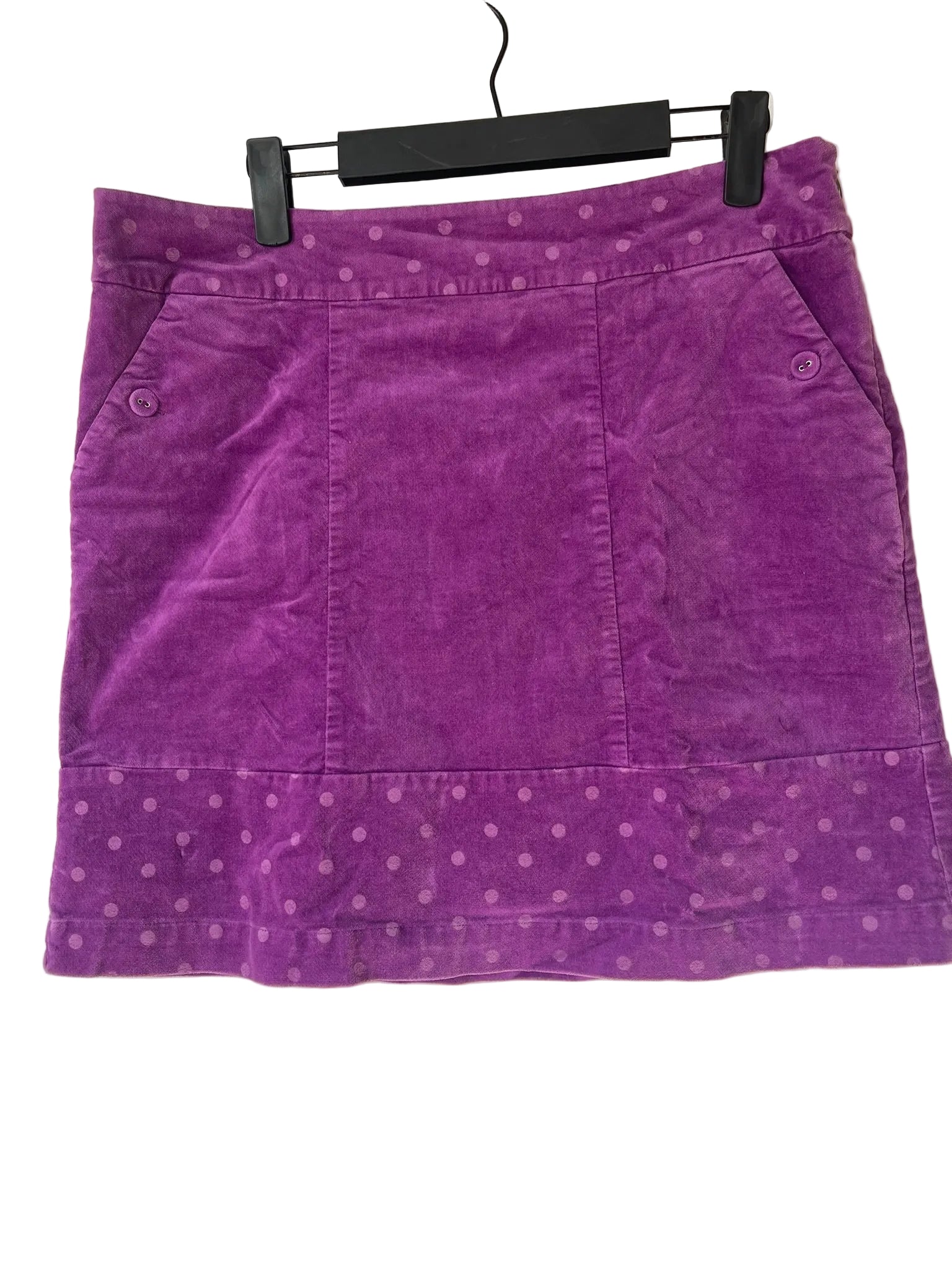 Jupe courte velours violet à pois femme