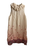 Robe Fleurie Écrue Col Volant