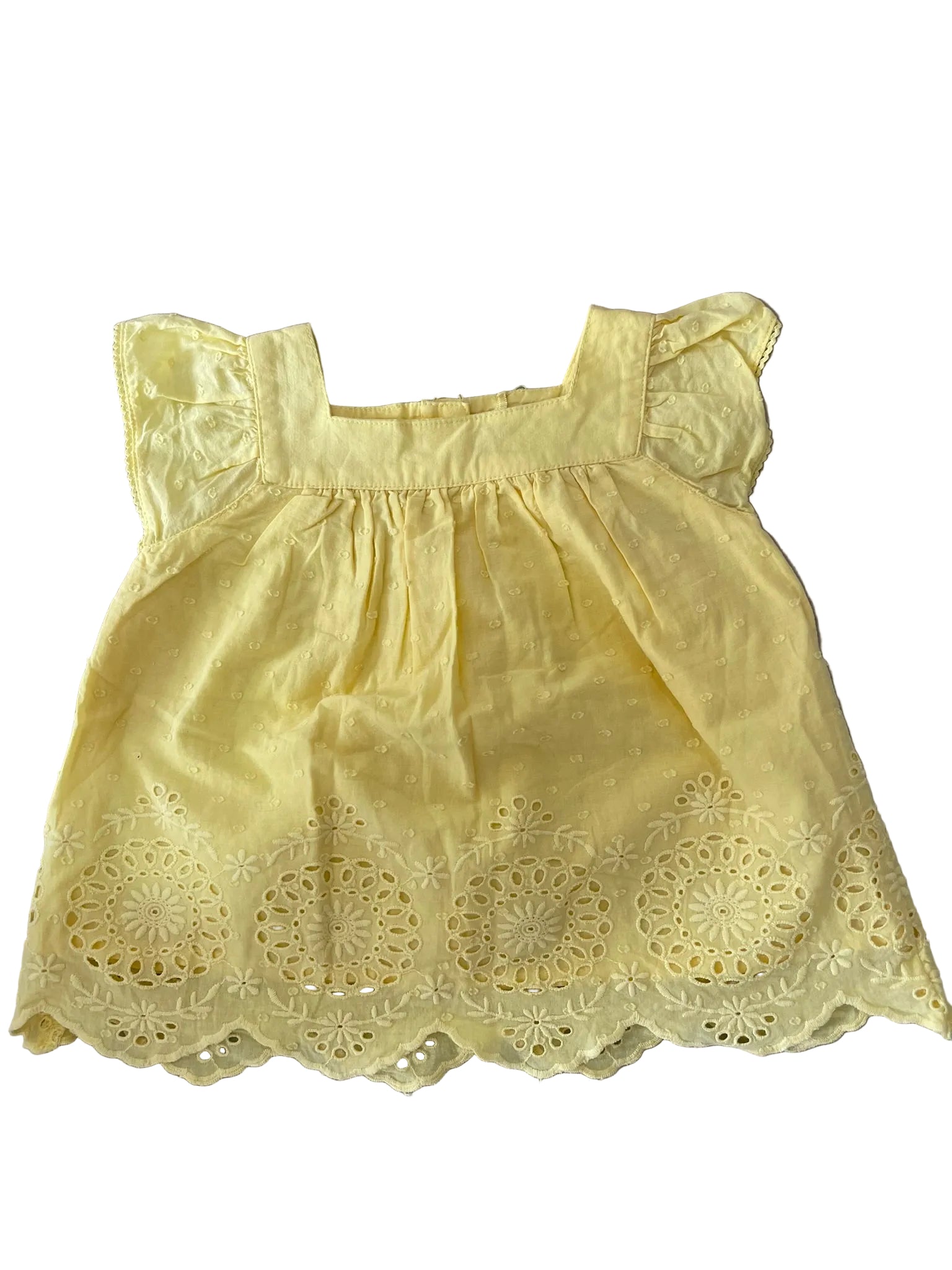 Haut Bébé Broderie Anglaise Jaune