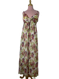 Robe Longue Florale Ivoire Bordeaux Bretelles