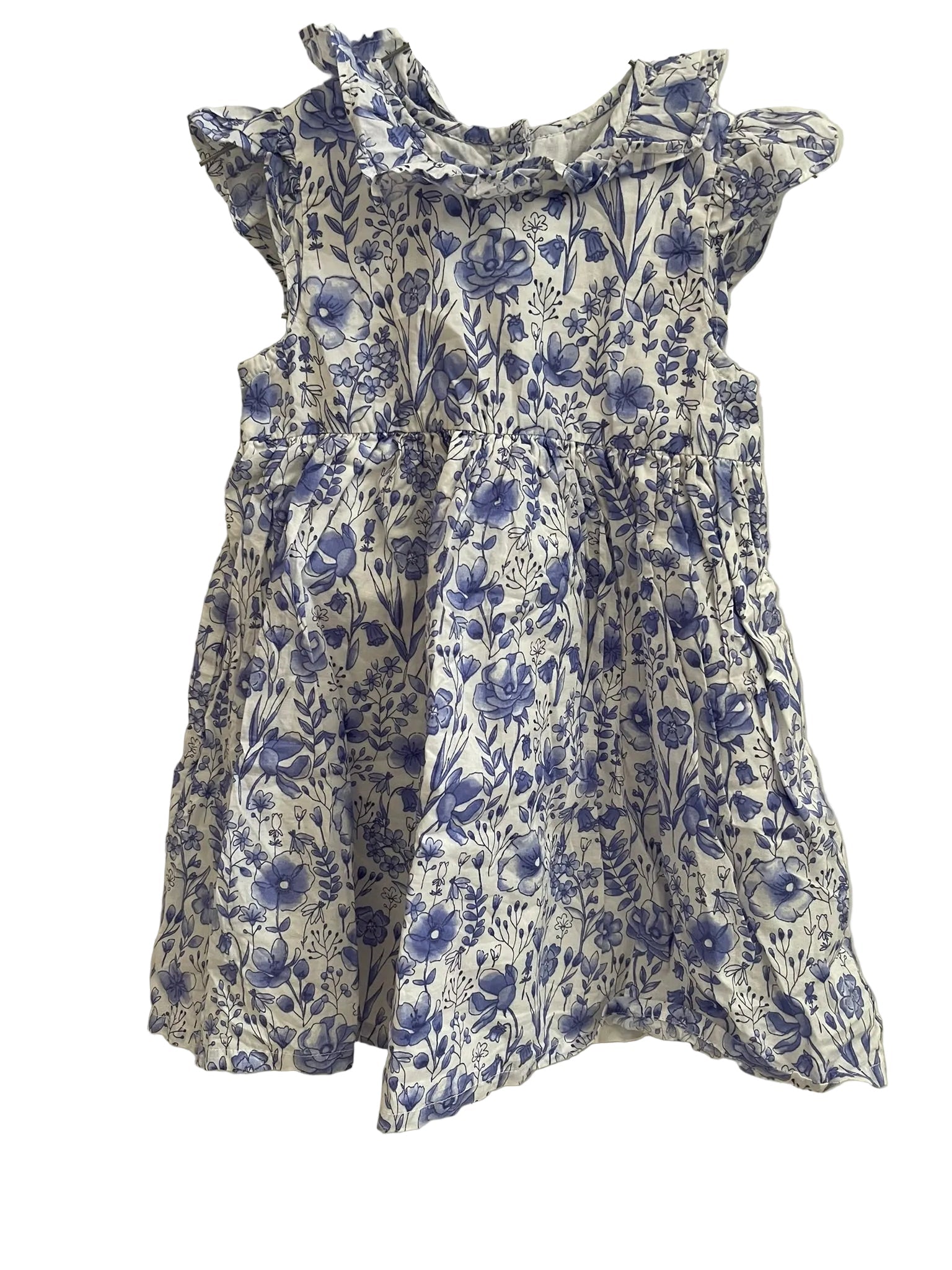 Robe Fille Fleurs Bleues Voile