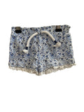 Short Fille Fleuri Bleu Volant