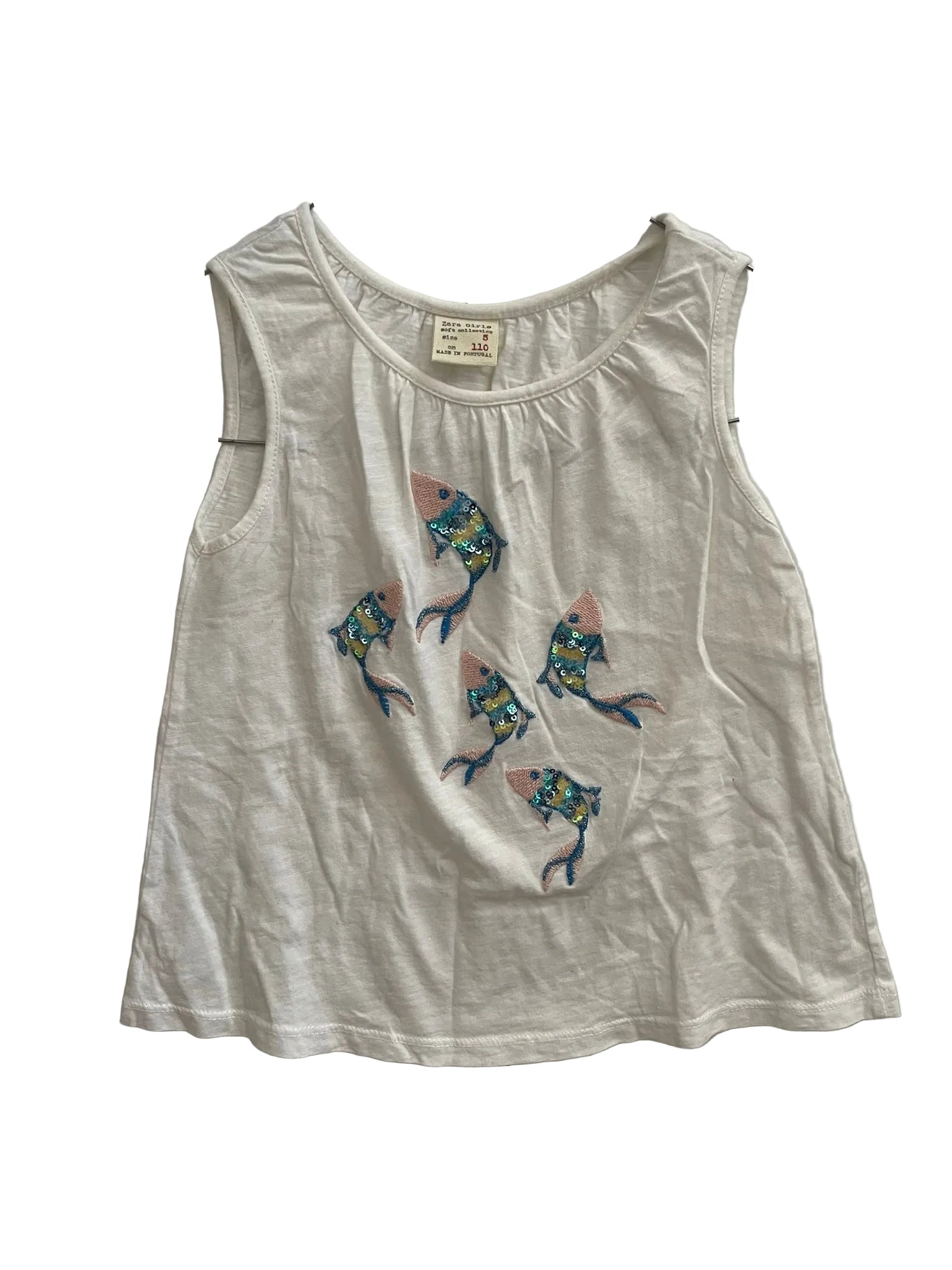 Débardeur Blanc Poissons Zara