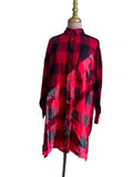 Chemise Longue Carreaux Rouge Noir Oversize