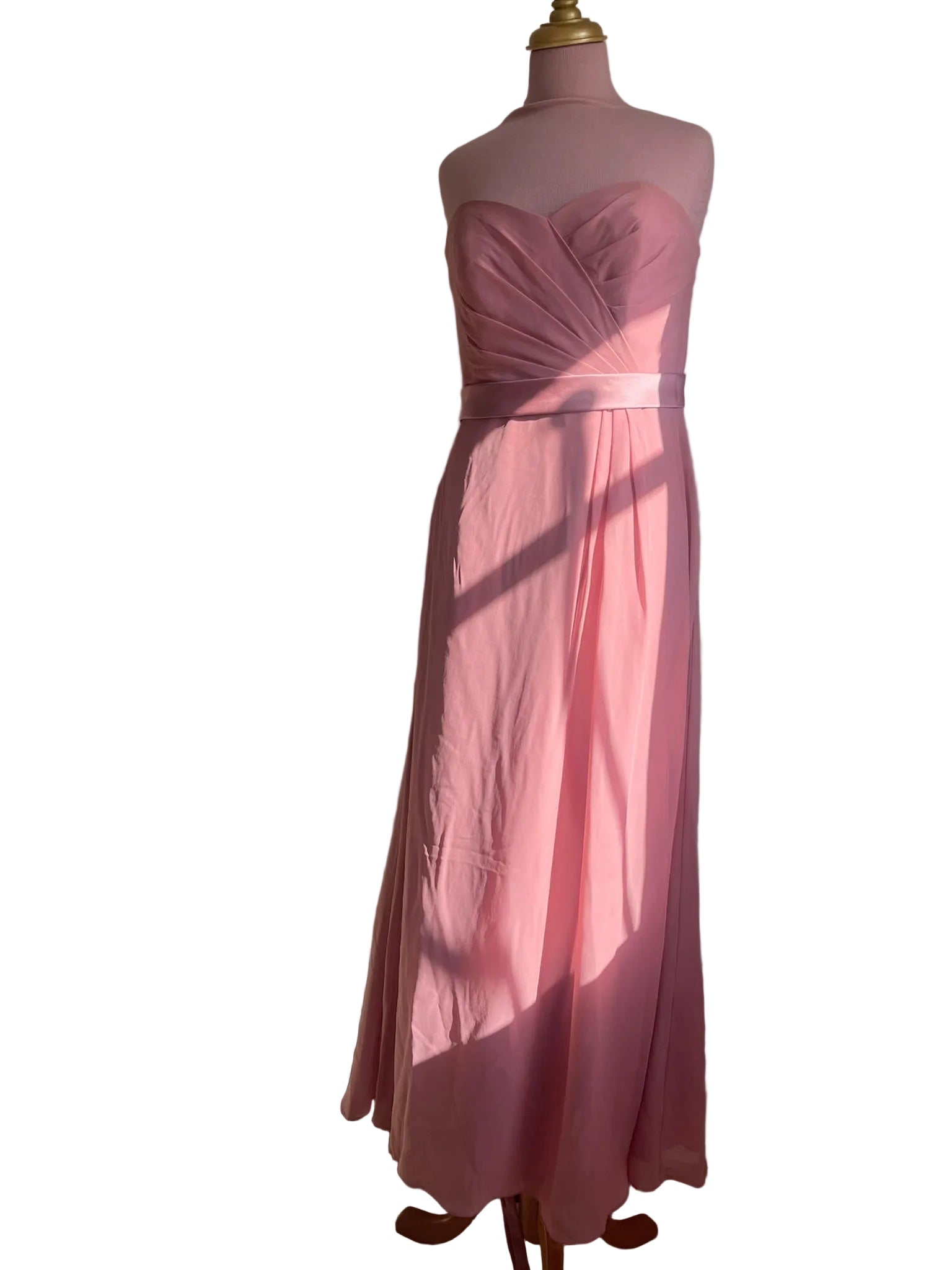 Robe Longue Rose Poudré Bustier Plissé Soirée