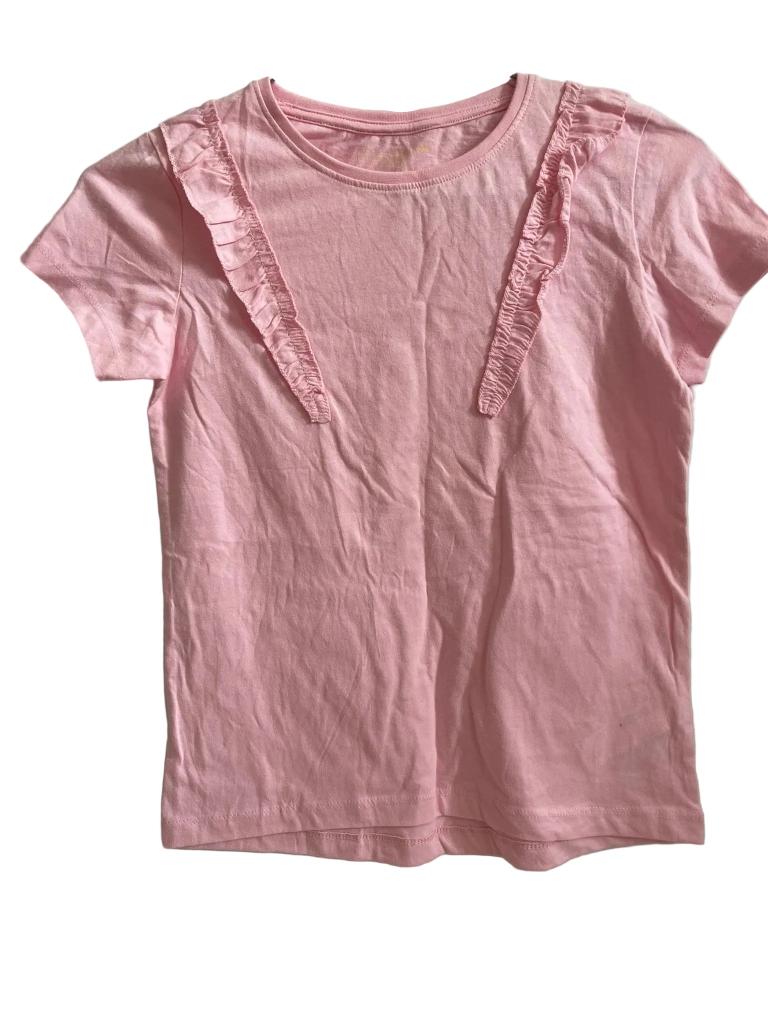 T-shirt Fille Rose Volants Devant