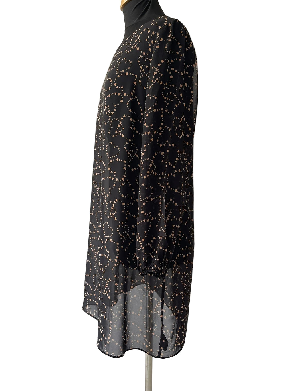 Robe Noire Transparente Petits Cœurs Beiges - vue 2