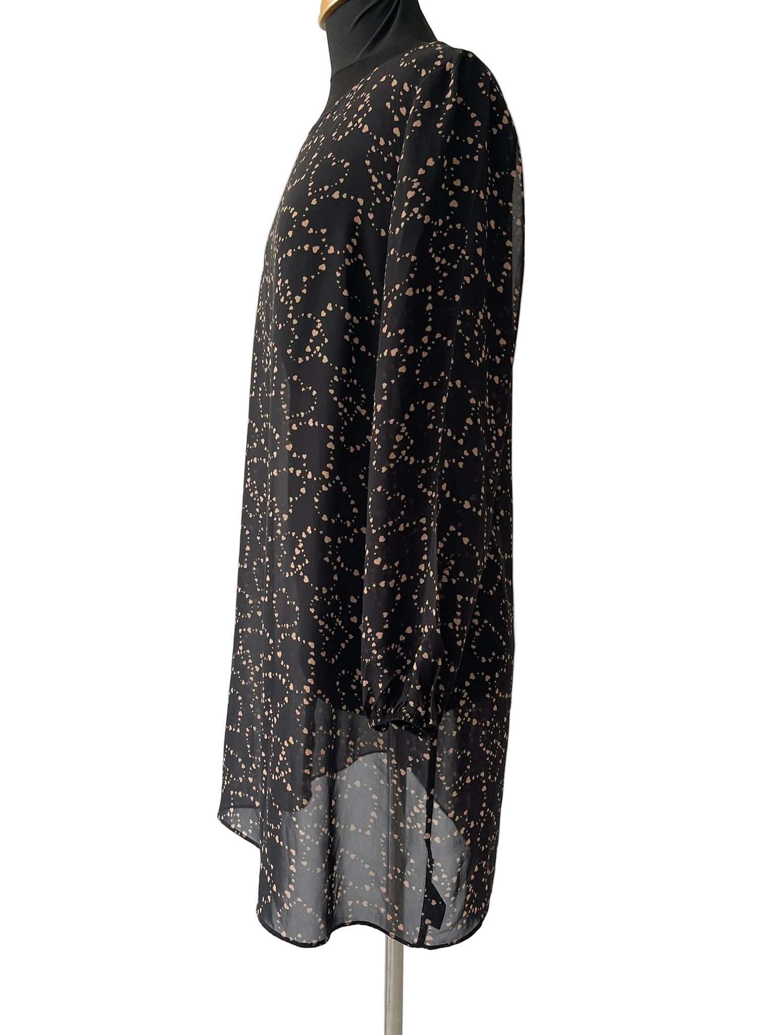 Robe Noire Transparente Petits Cœurs Beiges - vue 2