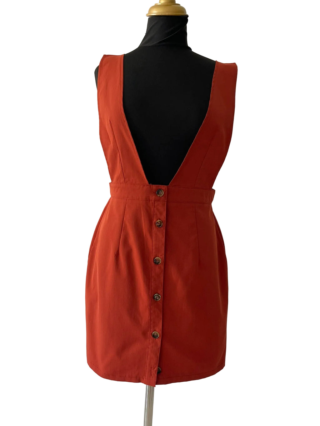 Robe Salopette Terracotta Boutonnée Dos Nu