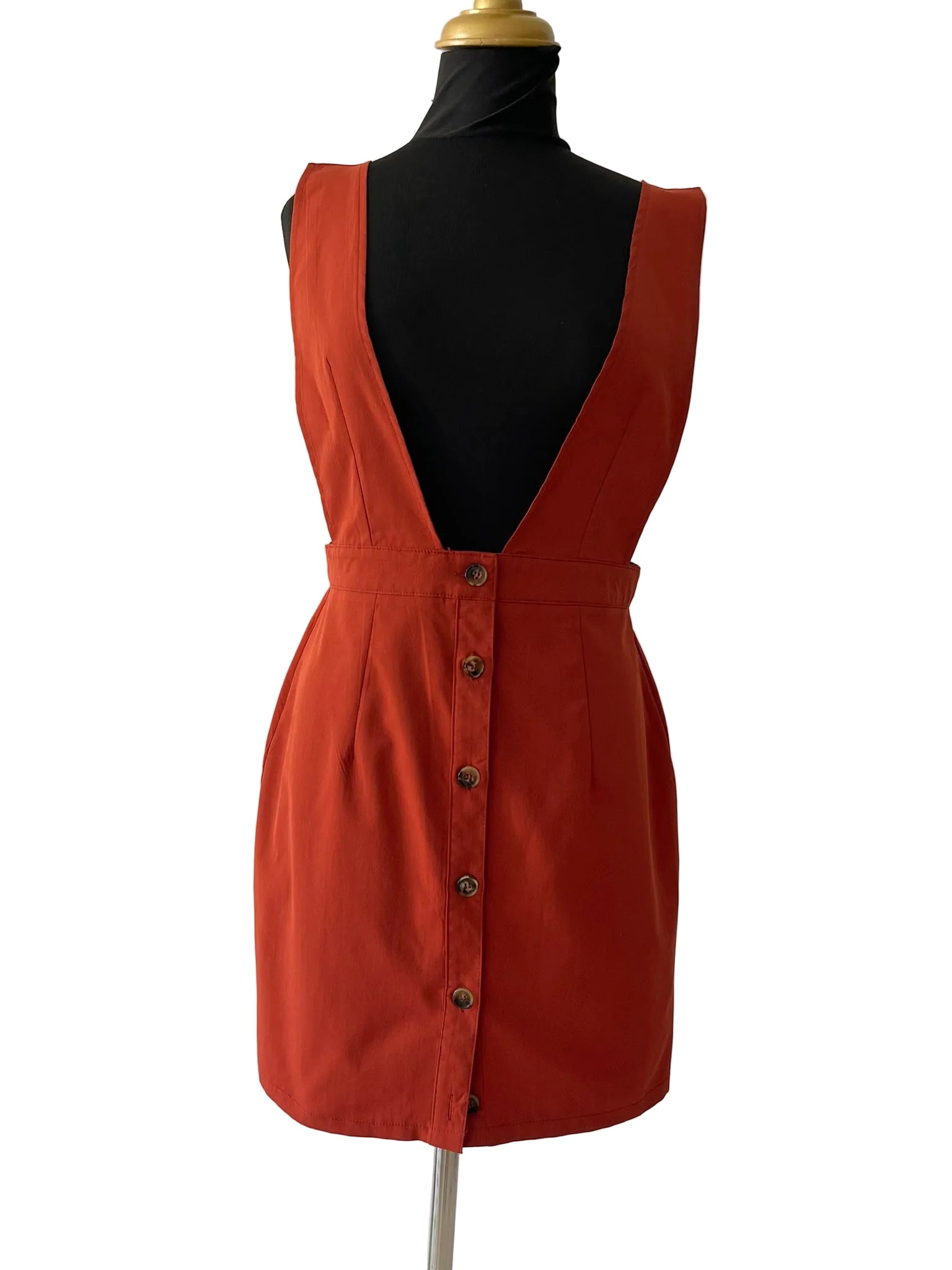 Robe Salopette Terracotta Boutonnée Dos Nu