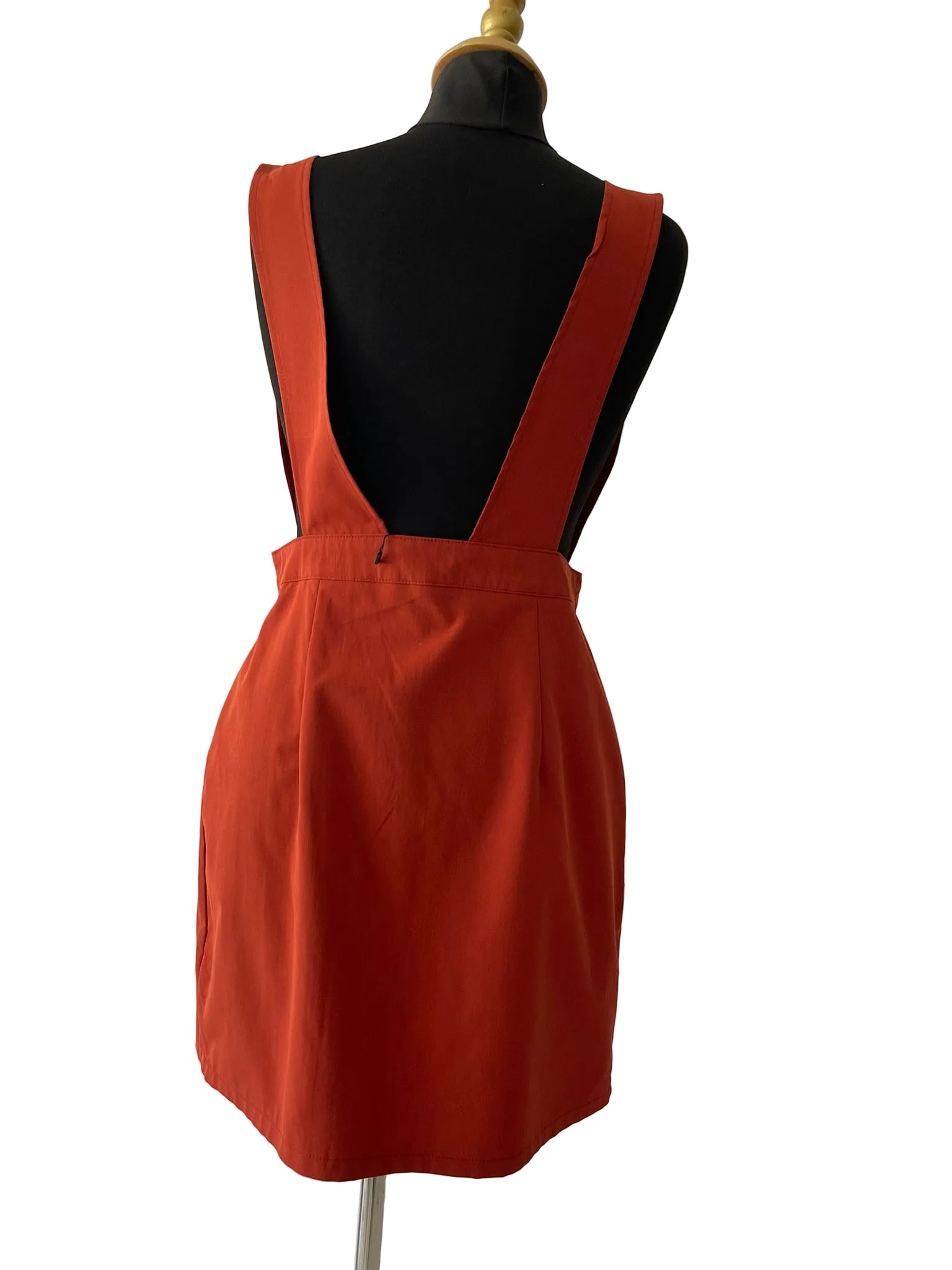 Robe Salopette Terracotta Boutonnée Dos Nu - vue 4