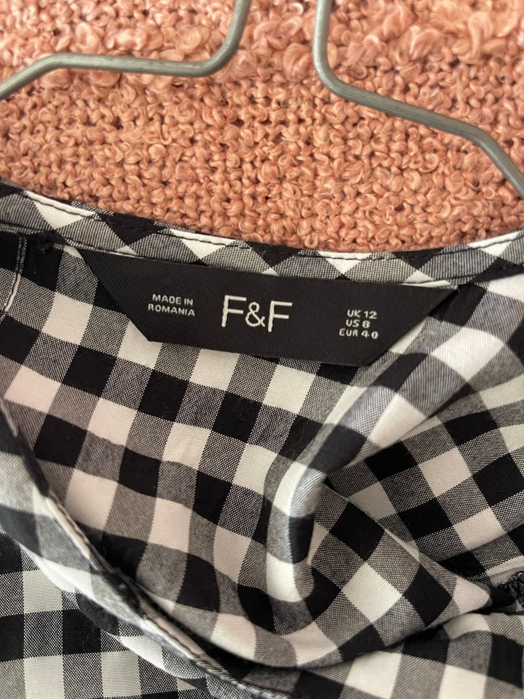 Robe Gingham Noir Blanc Manches 3/4 Étagée - vue 4
