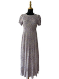 Robe Longue Fleurie Violette Smockée